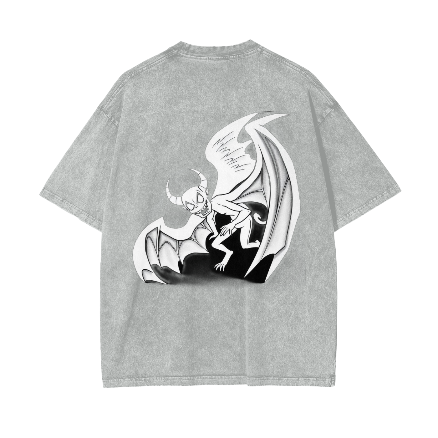 Oversized flying demon graphic