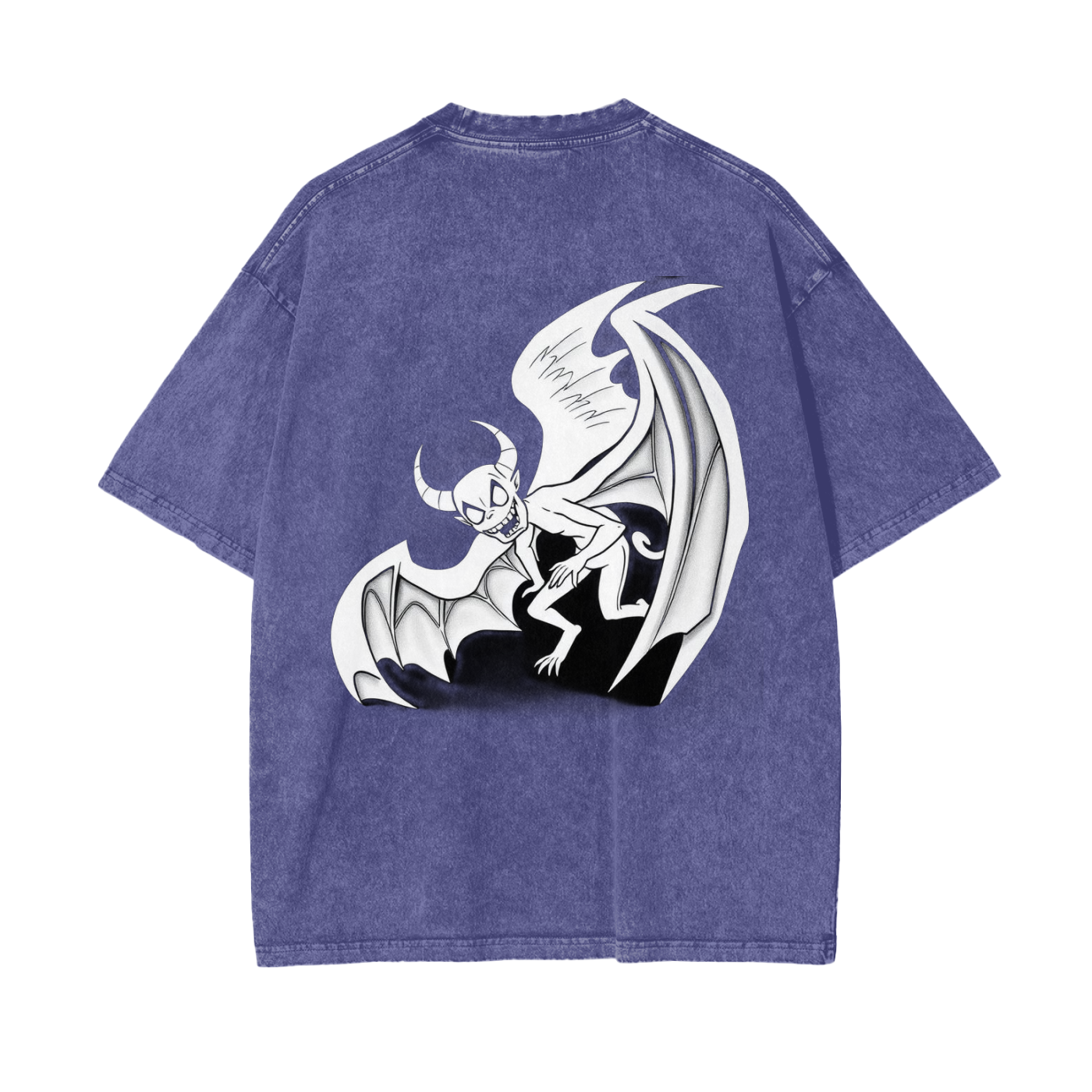 Oversized flying demon graphic