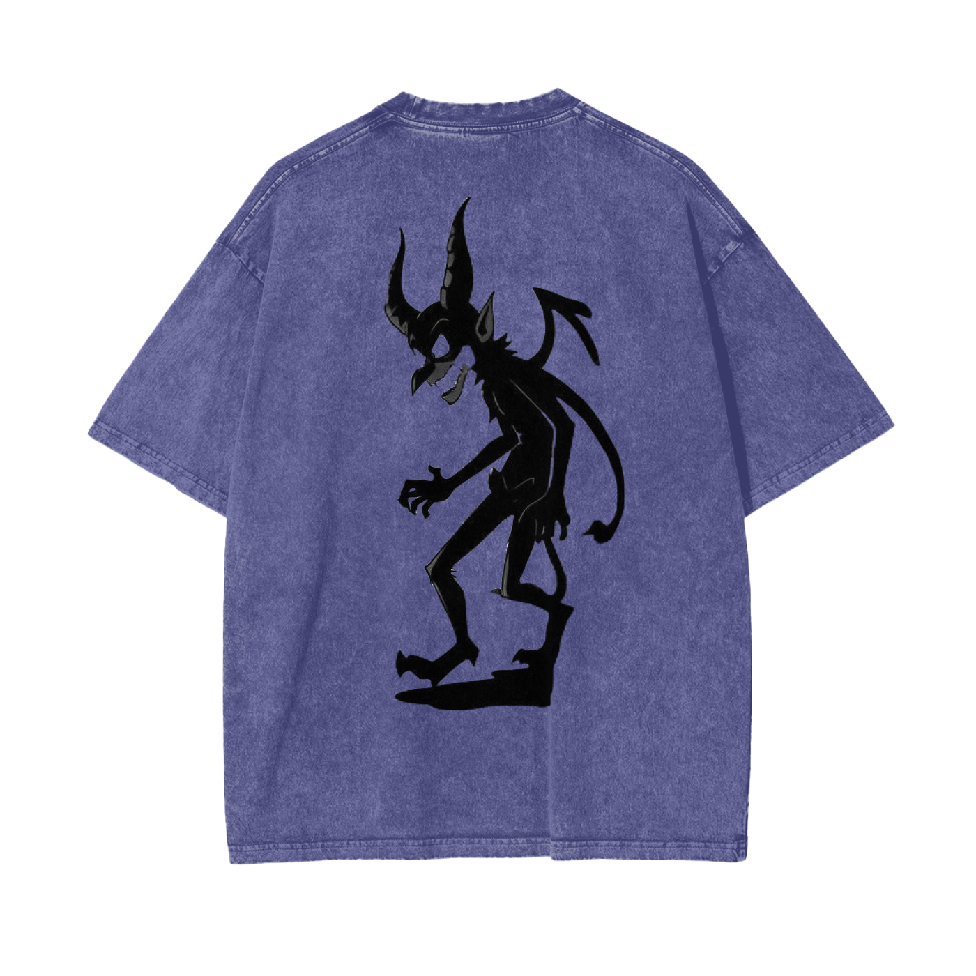 Oversized purple devil graphic